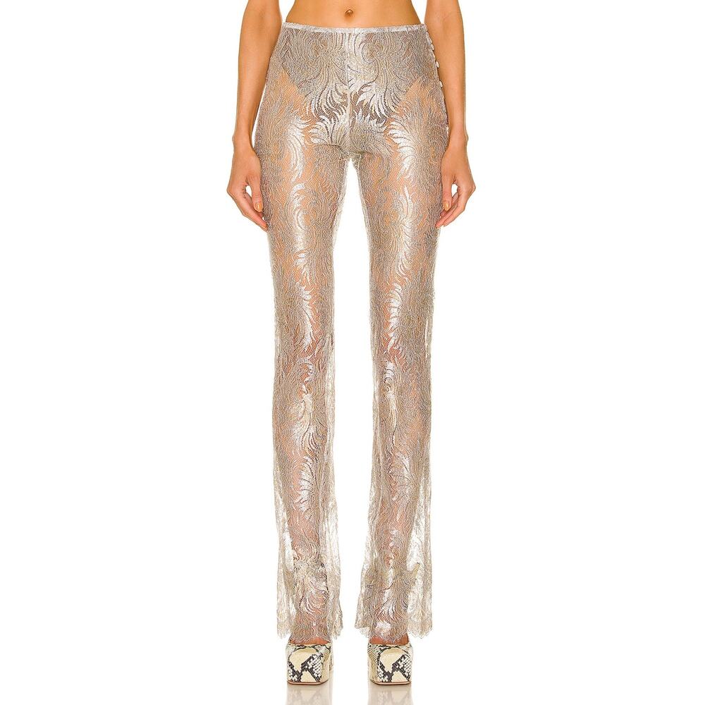 Coperni Lace Flared Silver Polyamide Trouser Size… - image 1